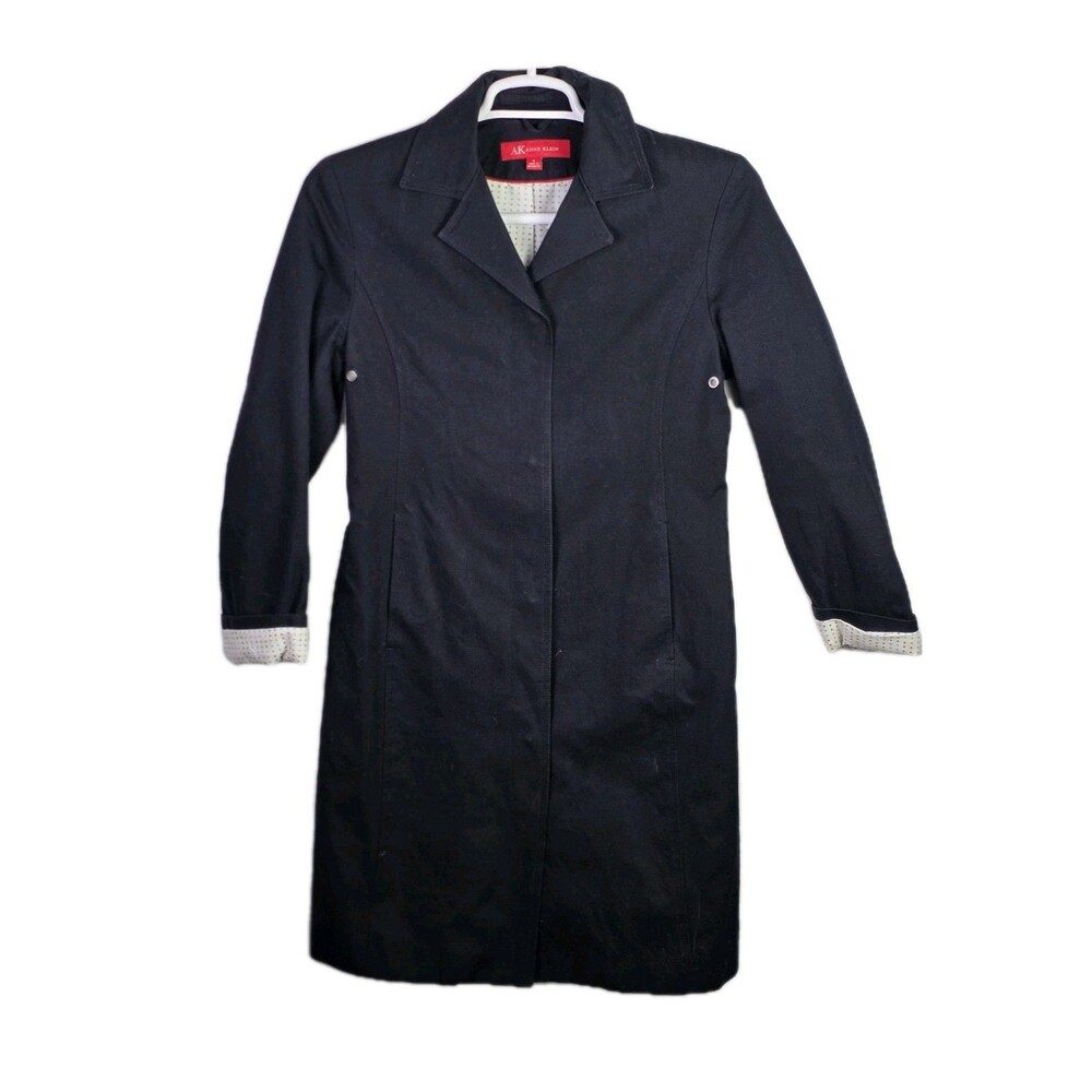 Anne Klein‎ Women's Small Black Cotton Trench Coat